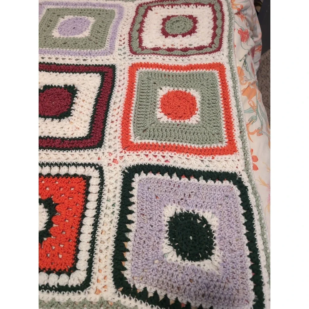 Vintage Handmade‎ Granny Square Afghan 39x52